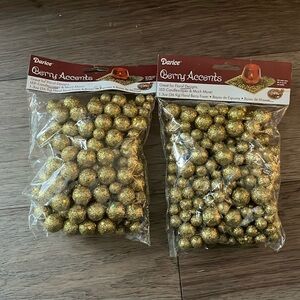 New in bag DARICE floral berry foam balls, gold